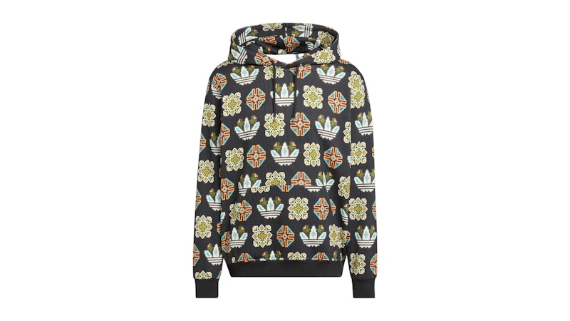 adidas Tile Allover Print Loose Hoodie Black