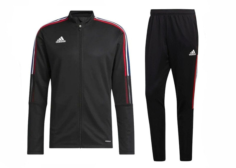 adidas Tiro 21 Track Jacket & Pant Set Black/Vivid Red/White/Royal Blue