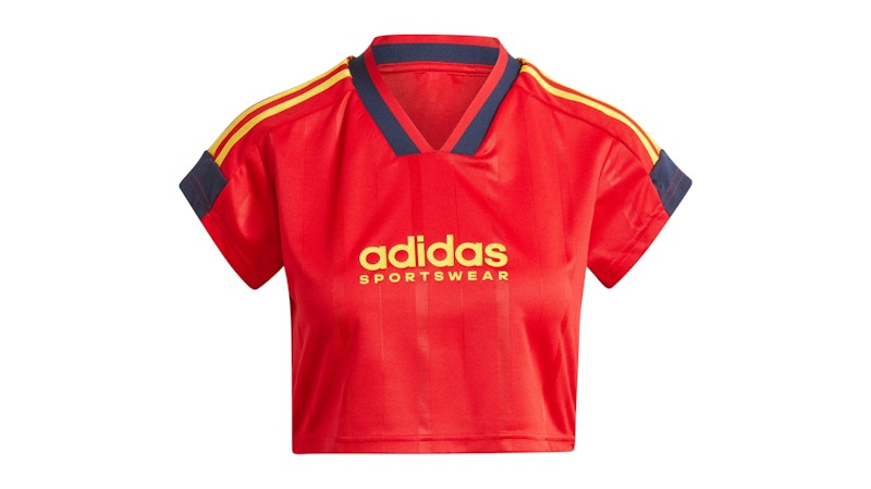 adidas Women's Tiro Cut 3-Stripes Crop Jersey Better Scarlet/Legend Ink/Bold Gold