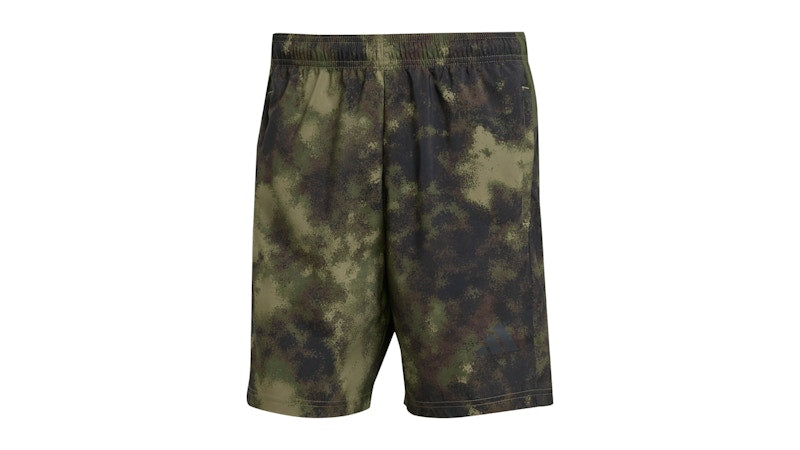 adidas Train Essentials Seasonal All Over Print Short Olive Strata