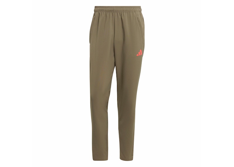adidas Train Essentials Seasonal Training Pants Olive Strata/Bright Red