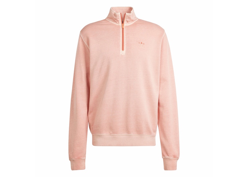 adidas Trefoil Essentials Dye Half Zip Crew Sweatshirt Wonder Clay