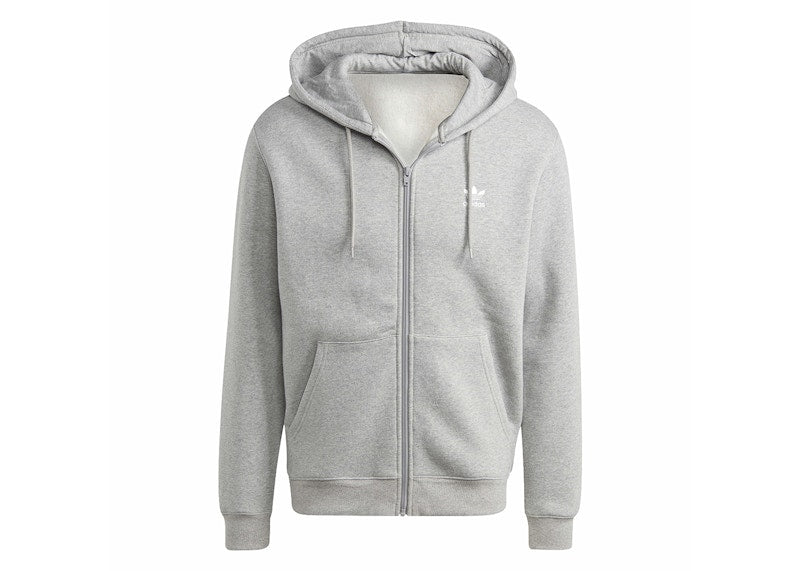 adidas Trefoil Essentials Full-Zip Hoodie Medium Grey Heather