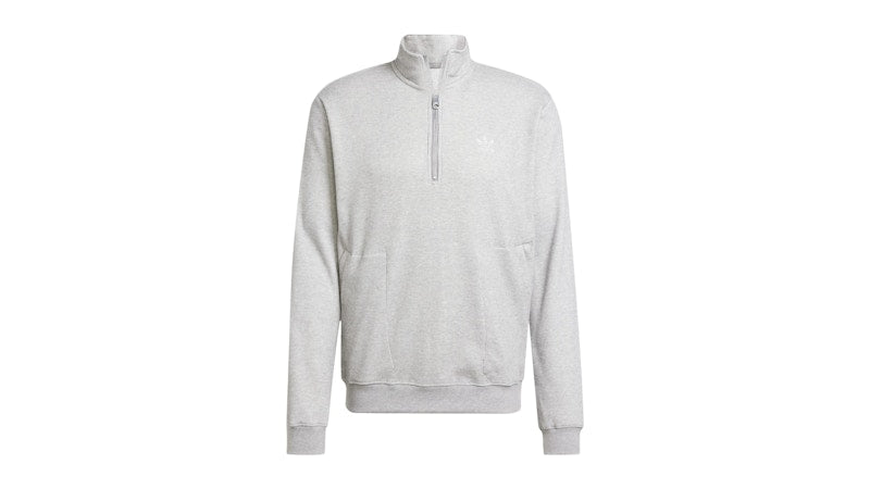 adidas Trefoil Essentials Waffle 1/Zip Sweatshirt Medium Grey Heather