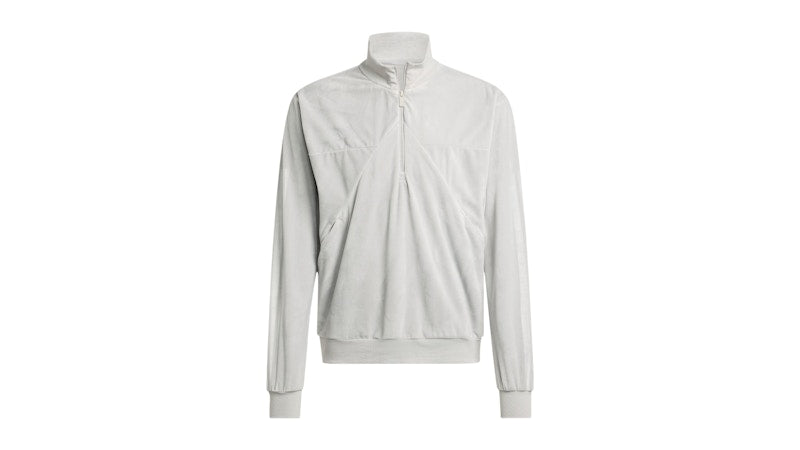 adidas Velour Half Zip Track Top Metal Grey