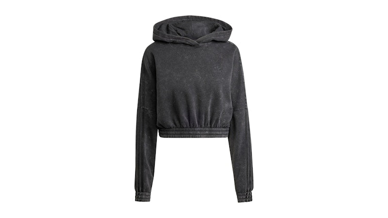 adidas Washed-Out Crop Oversized Zip Hoodie Black