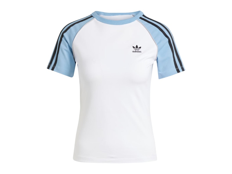 adidas Women's AdiColor Three Stripes Raglan Slim T-shirt White/Ash Blue