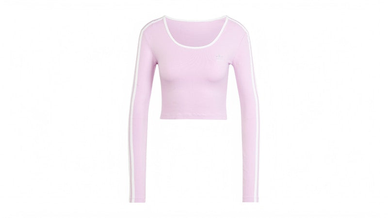 adidas Women's Adicolor 3-Stripes Long Sleeve Crop Long-Sleeve Top Light Orchid