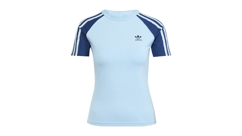 adidas Women's Adicolor 3-Stripes Raglan Slim T-Shirt Clear Sky