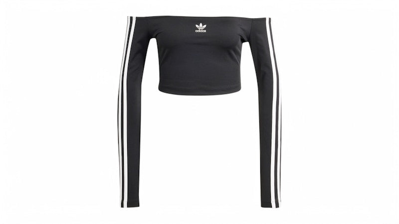 adidas Women's Adicolor Off Shoulder Long Sleeve Long-Sleeve Top Black