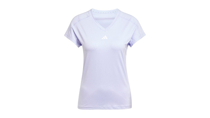 adidas Women's Aeroready Train Essentials Minimal Branding V-Neck T-Shirt Violet Tone/White