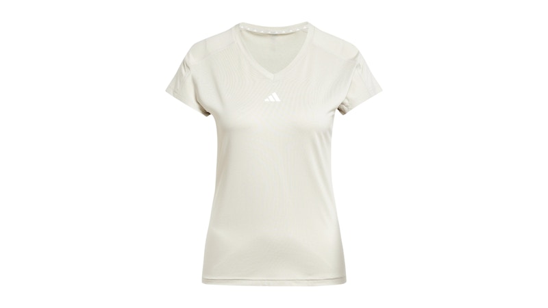 adidas Women's Aeroready Train Essentials Minimal Branding V-Neck T-Shirt Wonder Alumina/White