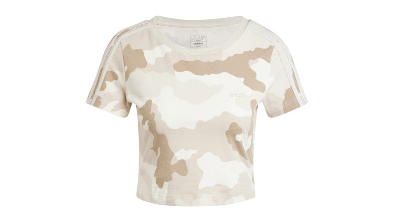 adidas Women's Essentials 3-Stripes Camo Print Baby T-Shirt Alumina