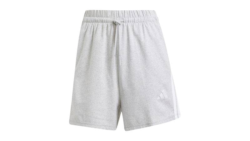 adidas Women's Essentials 3-Stripes Cotton Shorts Light Grey Heather/White