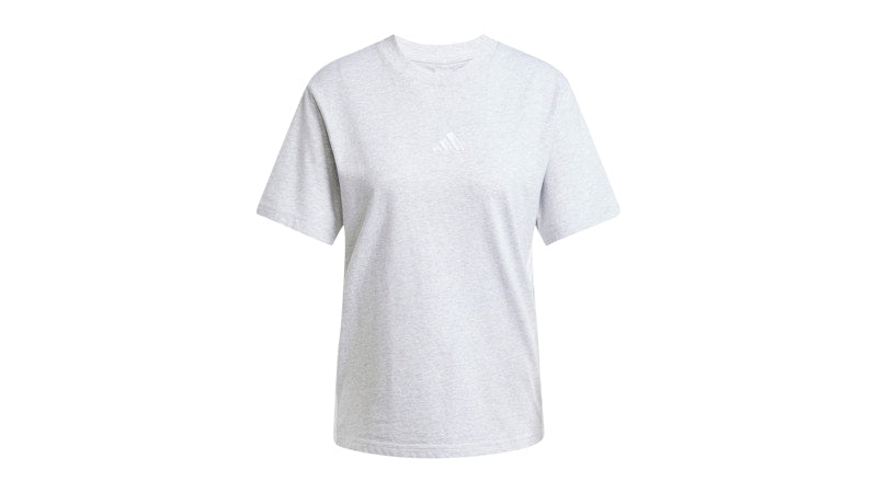 adidas Women's Essentials 3-Stripes Cotton T-Shirt Light Grey Heather/White