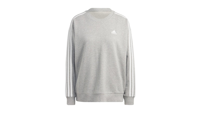 adidas Women's Essentials 3-Stripes Sweatshirt Medium Grey Heather/White