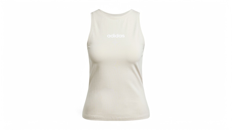 adidas Women's Essentials Linear Slim Cotton Tank Top Wonder Alumina/White