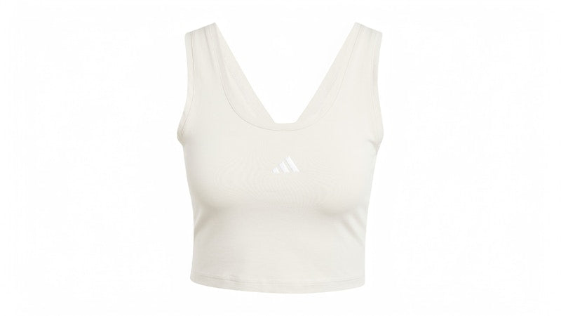 adidas Women's Essentials Small Logo Cotton Lifestyle Tank Top Wonder Alumina/White