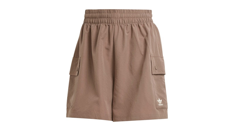 adidas Women's Essentials Woven High-Waist Cargo Shorts Trace Brown