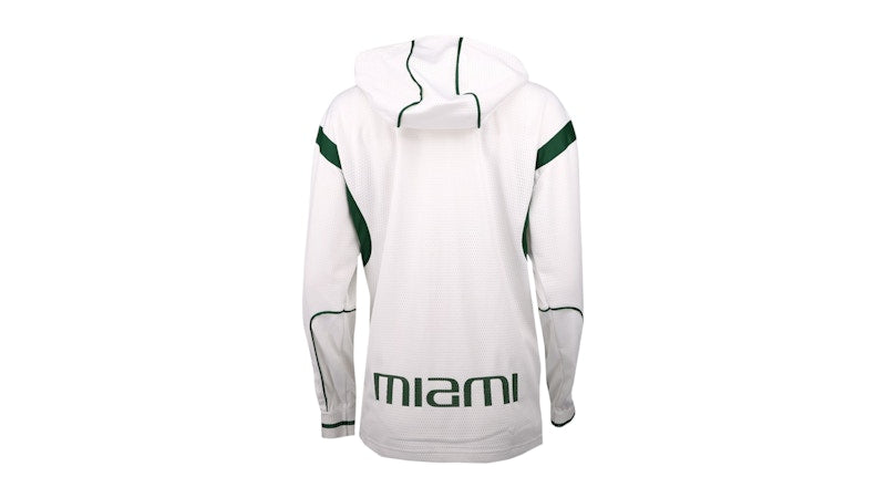 adidas Women's Miami Hurr Long Sleeve Pullover Hoodie T-Shirt White/Dark Green
