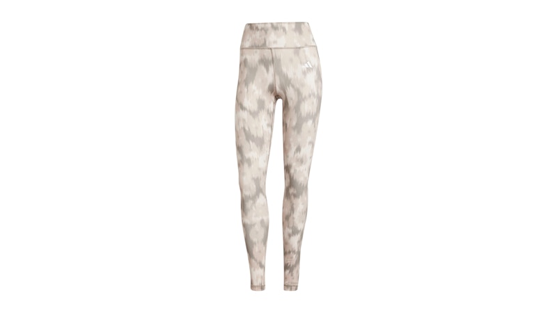 adidas Women's Optime Essentials Allover Print Flower Tie-Dye Leggings Wonder Beige/Silver Pebble