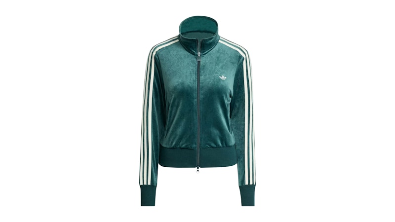 adidas Women's Originals x Liberty London Debossed Velvet Firebird Track Top Aurora Ivy