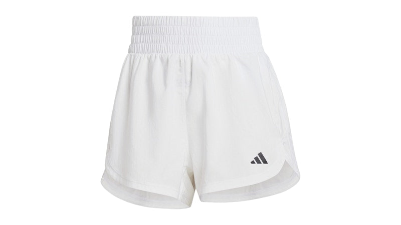 adidas Women's Pacer 3-Stripes Woven High-Rise Shorts White/White