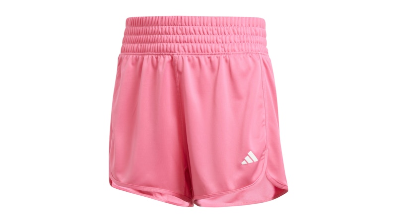adidas Women's Pacer Essentials Knit High-Rise Shorts Pink Fusion/White