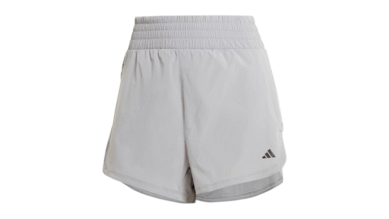 adidas Women's Pacer Stretch-Woven Zipper Pocket Lux Shorts Grey Three