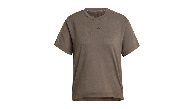 adidas Women's Power Back-Cutout 3-Stripes T-Shirt Shadow Olive
