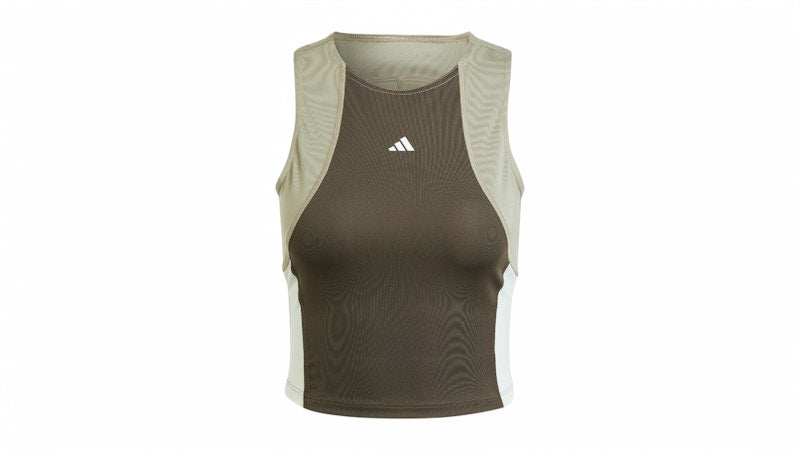 adidas Women's Techfit Colorblock Crop Tank Top Shadow Olive