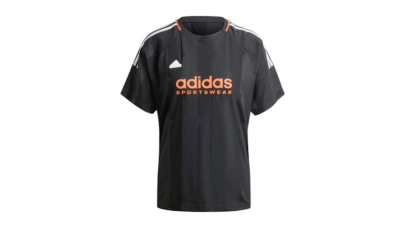 adidas Women's Tiro Cut 3-Stripes Jacquard Boyfriend T-Shirt Black