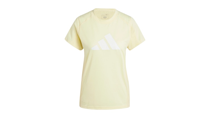 adidas Women's Train Essentials Big Performance Logo T-Shirt Almost Yellow/White