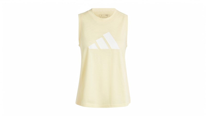 adidas Women's Train Essentials Big Performance Logo Tank Top Almost Yellow/White