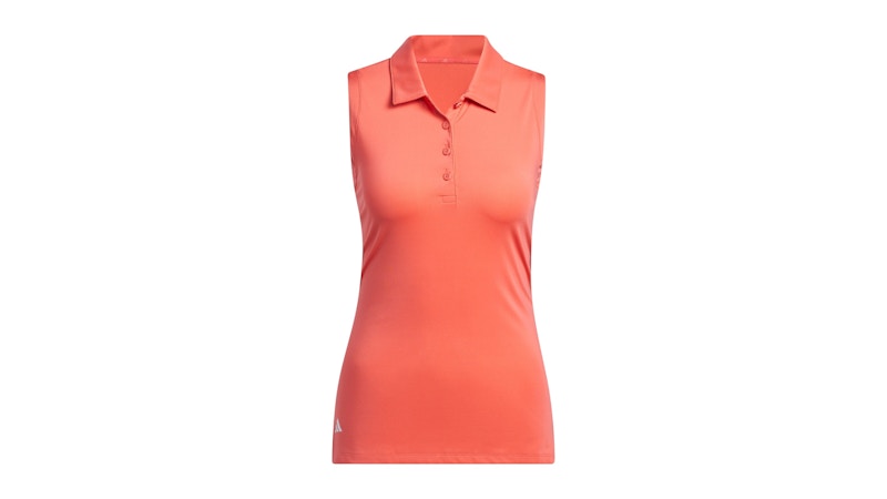 adidas Women's Ultimate365 Solid Sleeveless Polo Shirt Preloved Scarlet