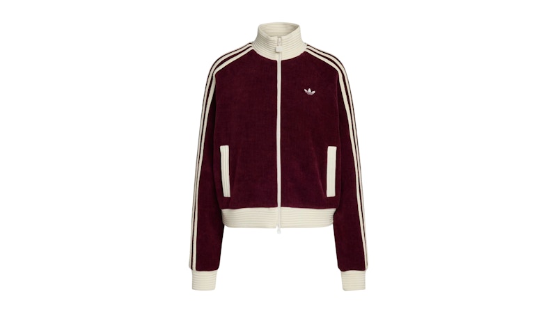 adidas Women's Velour Knit Track Top Maroon