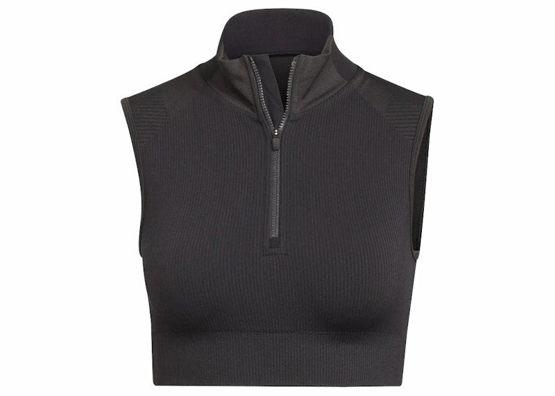 adidas Y-3 Women Classic Seamless Knit Cropped Top Black/Carbon