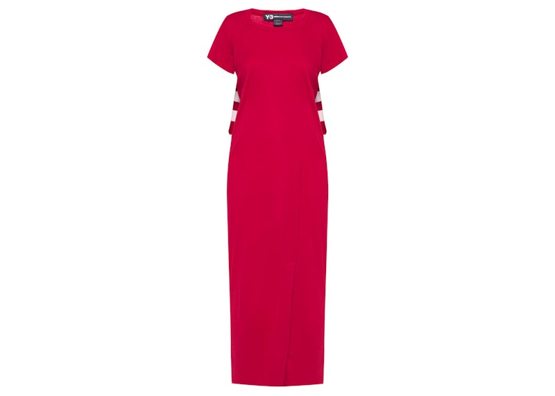 adidas Y-3 Women Stripe Dress Red/Chili Pepper