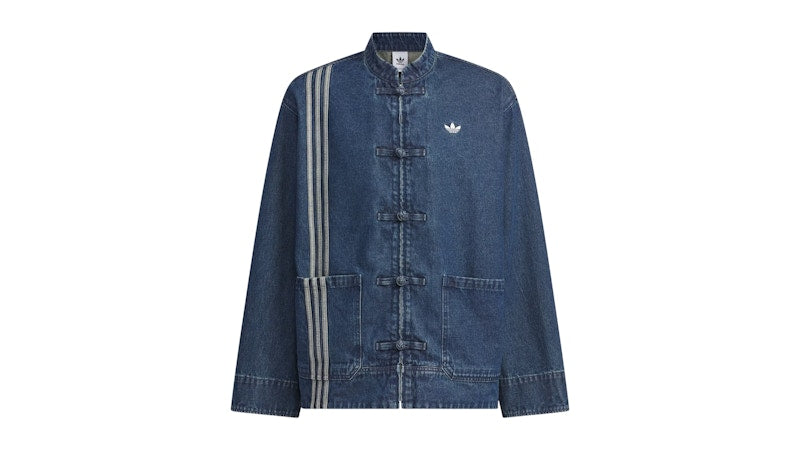 adidas CTT Oversized Chinese Track Top 3.0 Gender Neutral Jacket (Asian Sizing) Medium Blue Denim