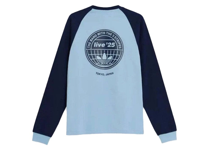 adidas x Oasis Tour 3-Stripes L/S Tee (Asia Sizing) Japan Exclusive Clear Sky/Night Indigo