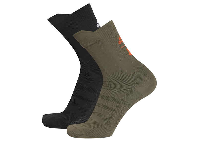 adidas x Undefeated Socks (2 Pack) Black/Olive Cargo/Orange
