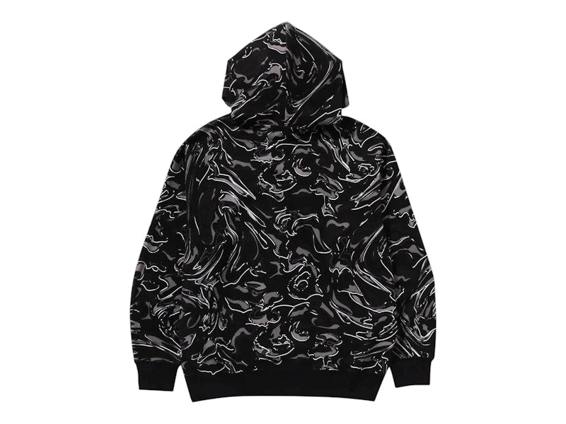 BAPE A Bathing Ape Marbling Camo Relaxed Fit Pullover Hoodie Black