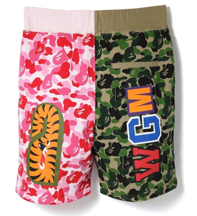 BAPE ABC Split Shark Shorts Green/Pink