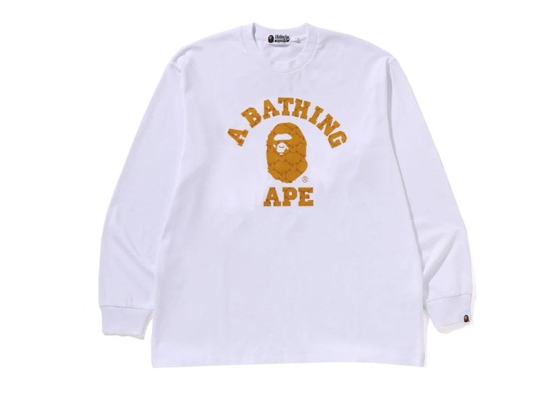 BAPE College Monogram College Relaxed Fit L/S Tee White