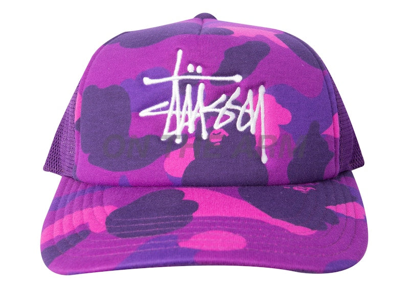 BAPE x Stussy Trucker Cap Purple