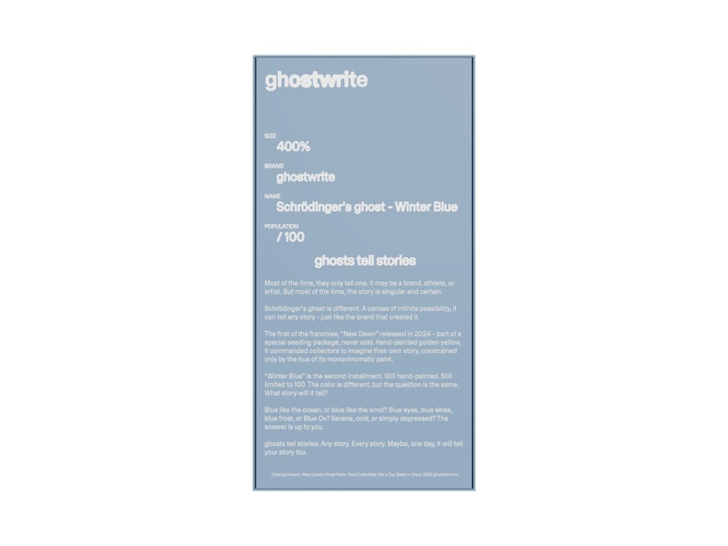 ghostwrite “Schrödinger's ghost: Winter Blue” 400% 2025 (Edition of 100)