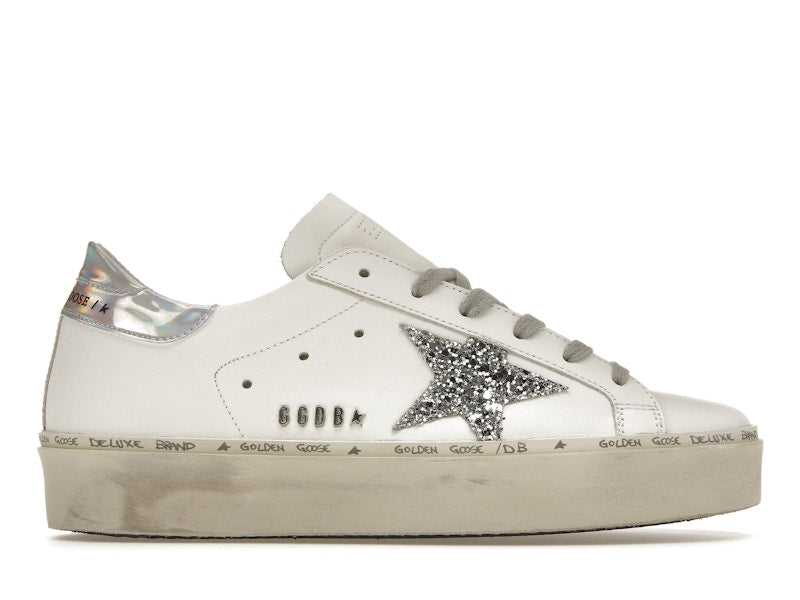 Golden Goose Hi Star White Glitter Star Mirror Heel (Women's)