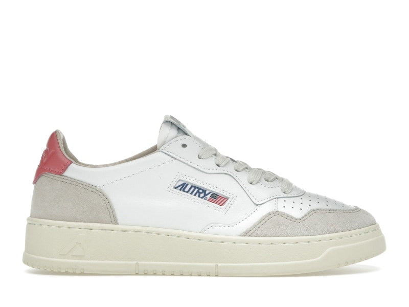 Autry Medalist Leather Low White Tearose Beige (Women's)
