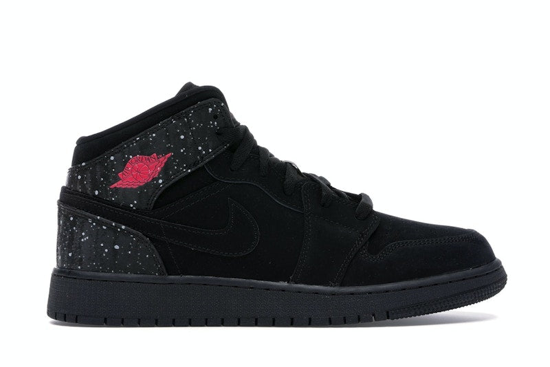 Jordan 1 Mid Black Rush Pink White Splatter (GS)