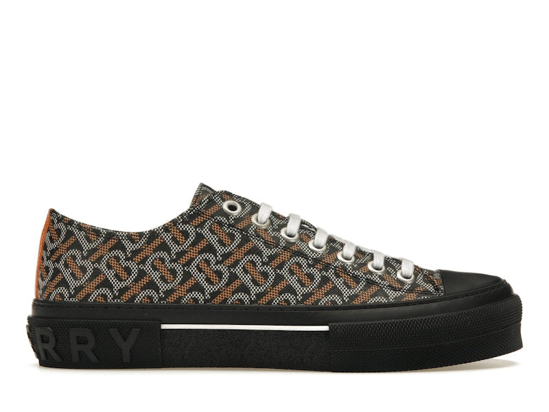 Burberry Monogram Pattern Low Top Black Orange Canvas